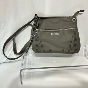 Rosetti Grey Crossbody Purse with Embroidery
